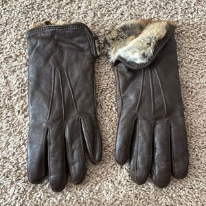 GORGEOUS Grandoe rabbit lined brown leather women’s gloves